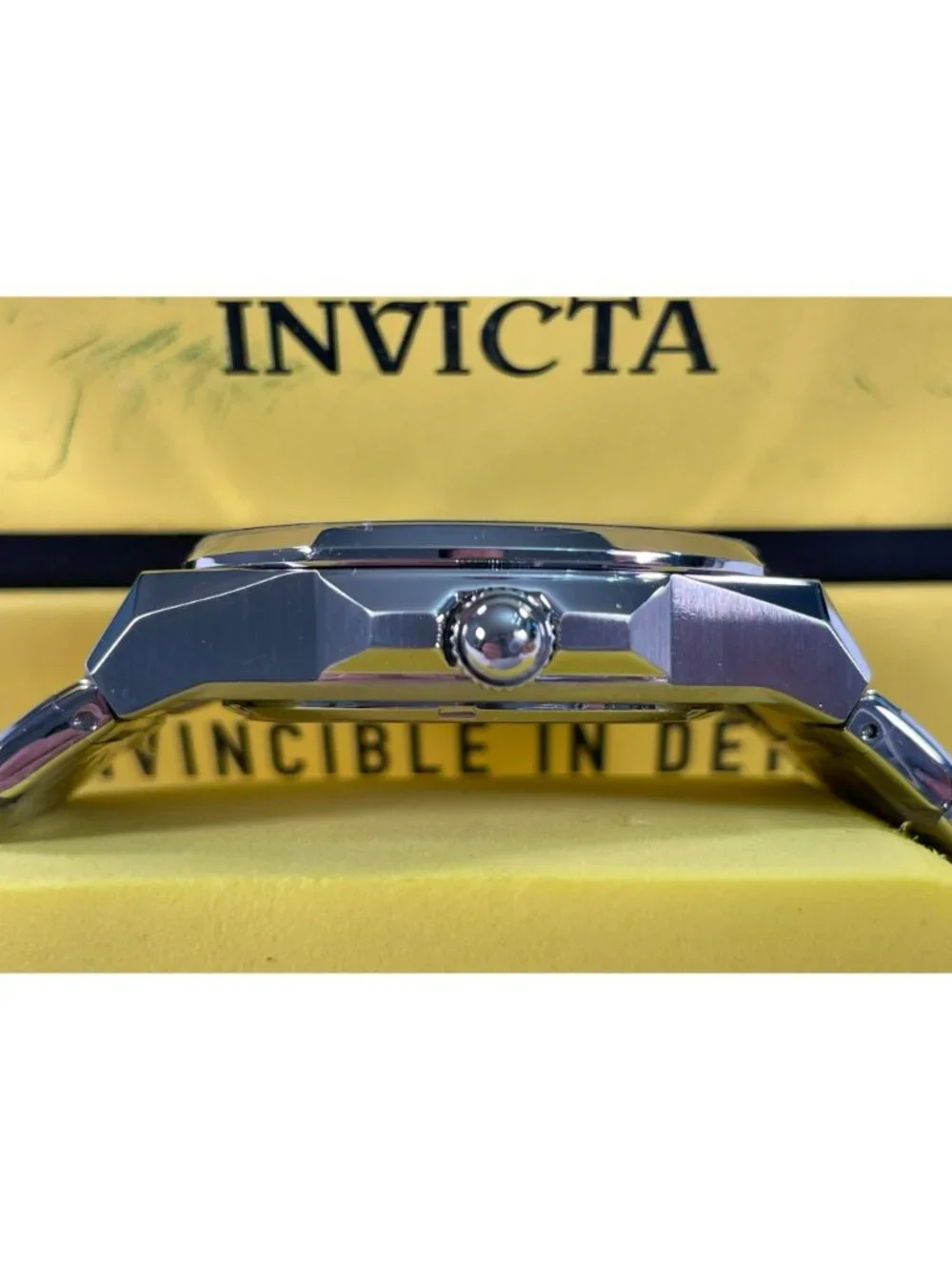Invicta Mens Stainless Steel Black Dial Watch Model 48319 With Original Box And